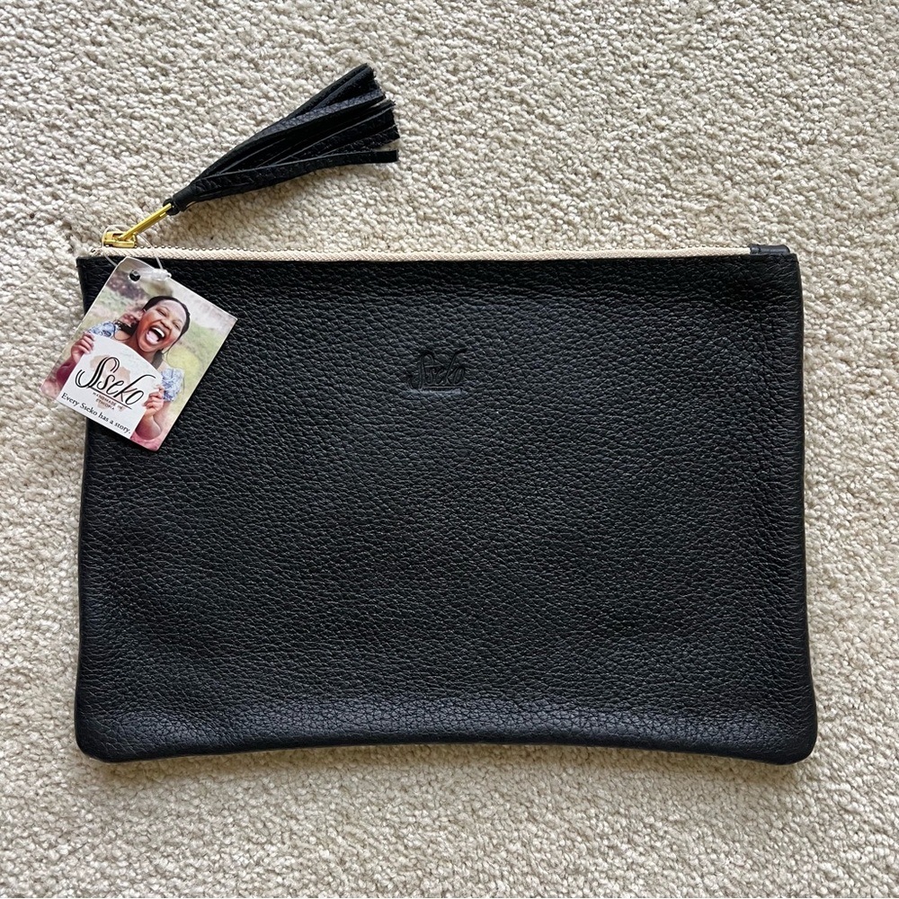 NWT Sseko Tassel Clutch in Black